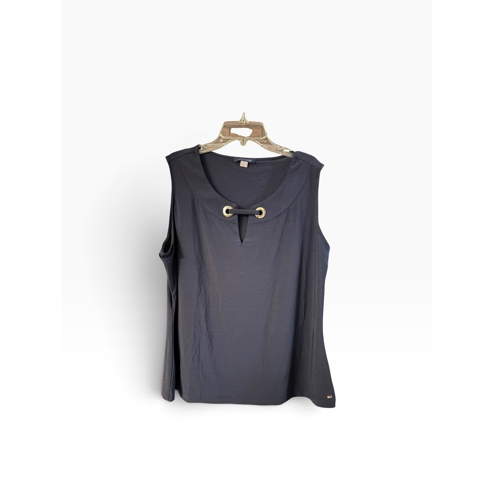 Tommy Hilfiger Navy Blue Sleeveless Keyhole Gold Hardware Top XL